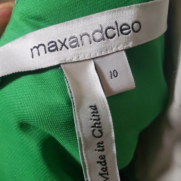 Max and Cleo Dress 10 Accordion Pleat Blue Green Racerback - Picture 8 of 10